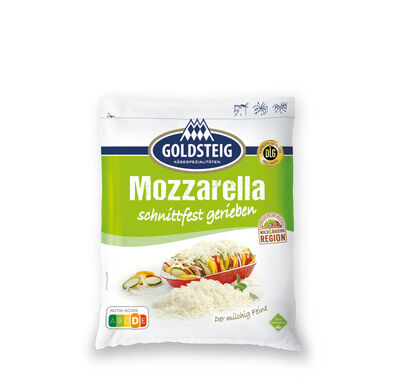 Mozzarella gerieben - GOLDSTEIG Käsespezialitäten Mozzarella gerieben von GOLDSTEIG in Verpackung