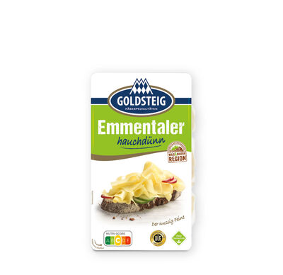 Emmentaler hauchdünn - GOLDSTEIG Käsespezialitäten Emmentaler hauchdünn von GOLDSTEIG in Verpackung