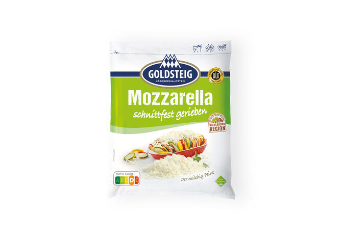 Mozzarella gerieben von GOLDSTEIG in 200g Verpackung 