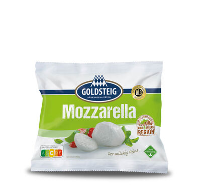 Mozzarella Kugel classic - GOLDSTEIG Käsespezialitäten Mozzarella Kugel classic von GOLDSTEIG in Verpackung