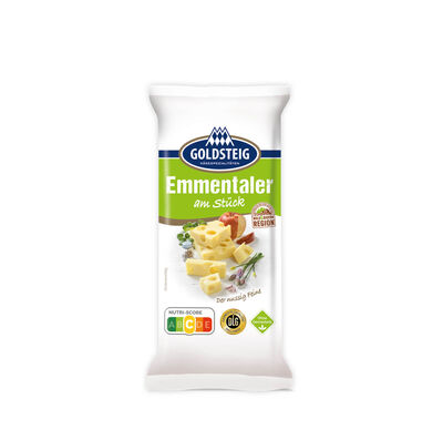 Emmentaler Stück - GOLDSTEIG Käsespezialitäten Emmentaler Stück von GOLDSTEIG in Verpackung