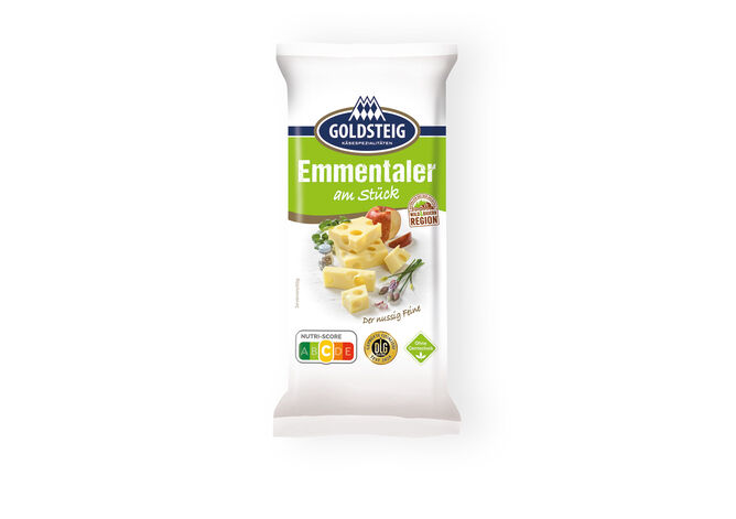 Emmentaler am Stück von GOLDSTEIG in 400g Verpackung