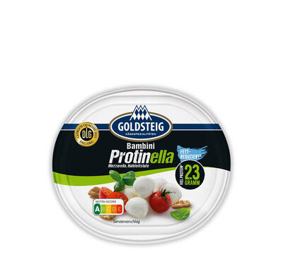 Bambini Protinella Mini - GOLDSTEIG Käsespezialitäten Bambini Protinella Mini von GOLDSTEIG in Verpackung